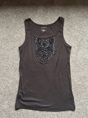 Banana Republic Black Tank Top with Beaded Applique